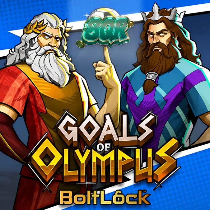 Tampilan visual slot Goals of Olympus BoltLock dengan elemen sepak bola dan mitologi