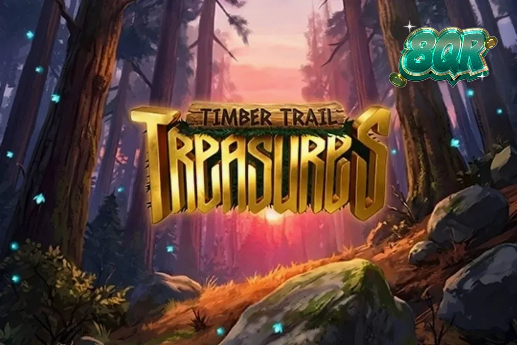 Pemandangan hutan mistis dengan simbol hewan liar dan rune kuno dalam slot Timber Trail Treasures